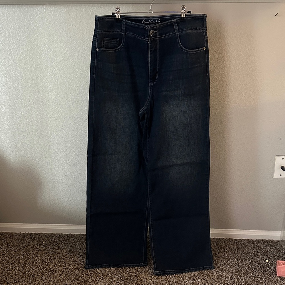 Gloria Vanderbilt Classic Dark Blue Jeans Tummy Sculpt Wide Leg High Rise